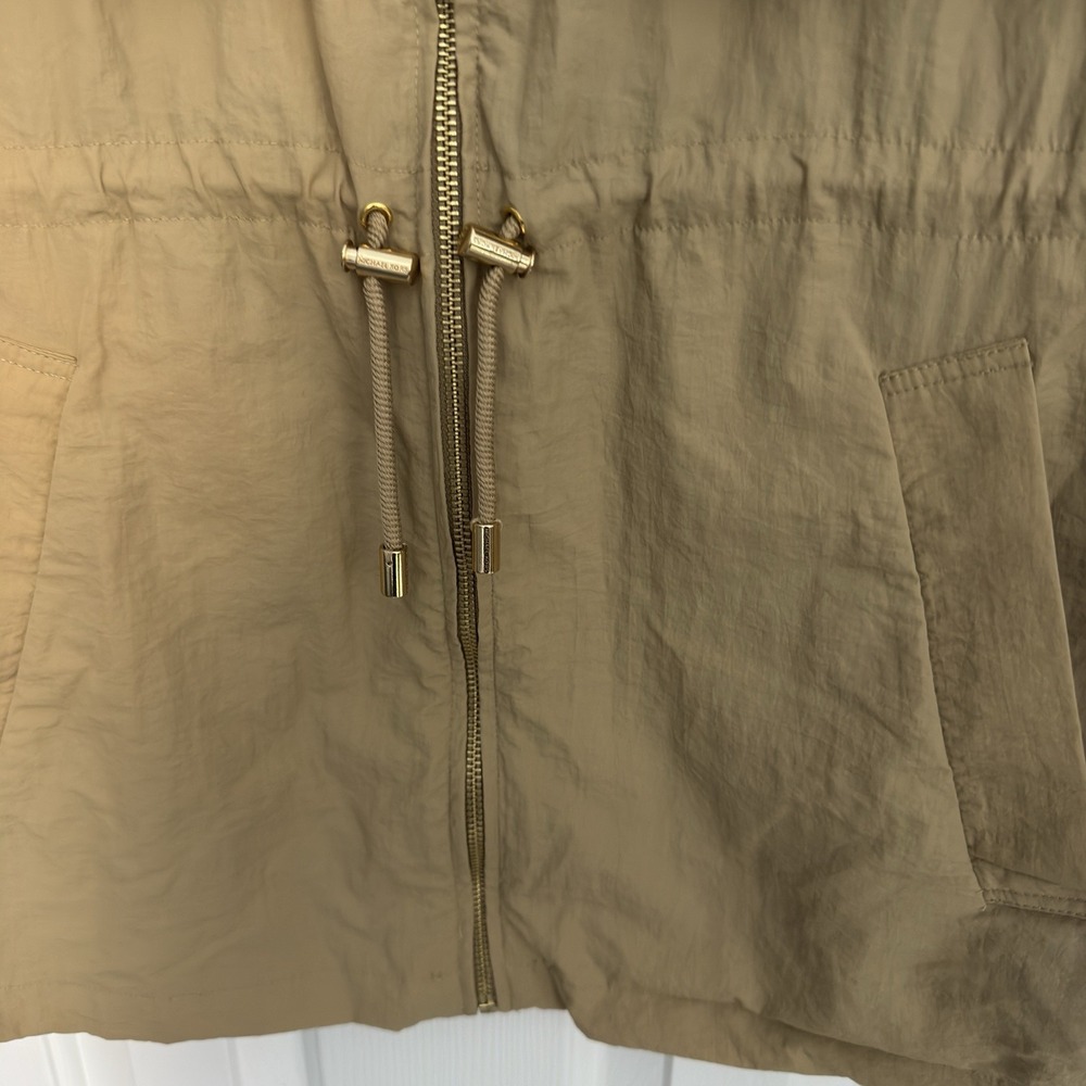 Michael Kors Women's Hooded Packable Khaki Rain Jacket/Coat Size L NEW - Picture 5 of 7